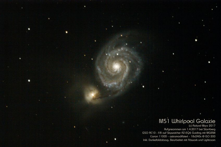 Ausschnitt Whirlpoolgalaxie M51 - Aufgenommen 1.4.2017 (c) R. Marx