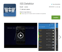 Die App ISS Detector zeigt wann die ISS sichtbar ist. Zusatzfeatures sind u.a. eine Übersichtskarte des Überflugs und Wetterprognose.