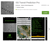 Die App ISS Transit Prediction Pro - Berechnet wann die ISS vor Planeten und der Sonne vorbeizieht